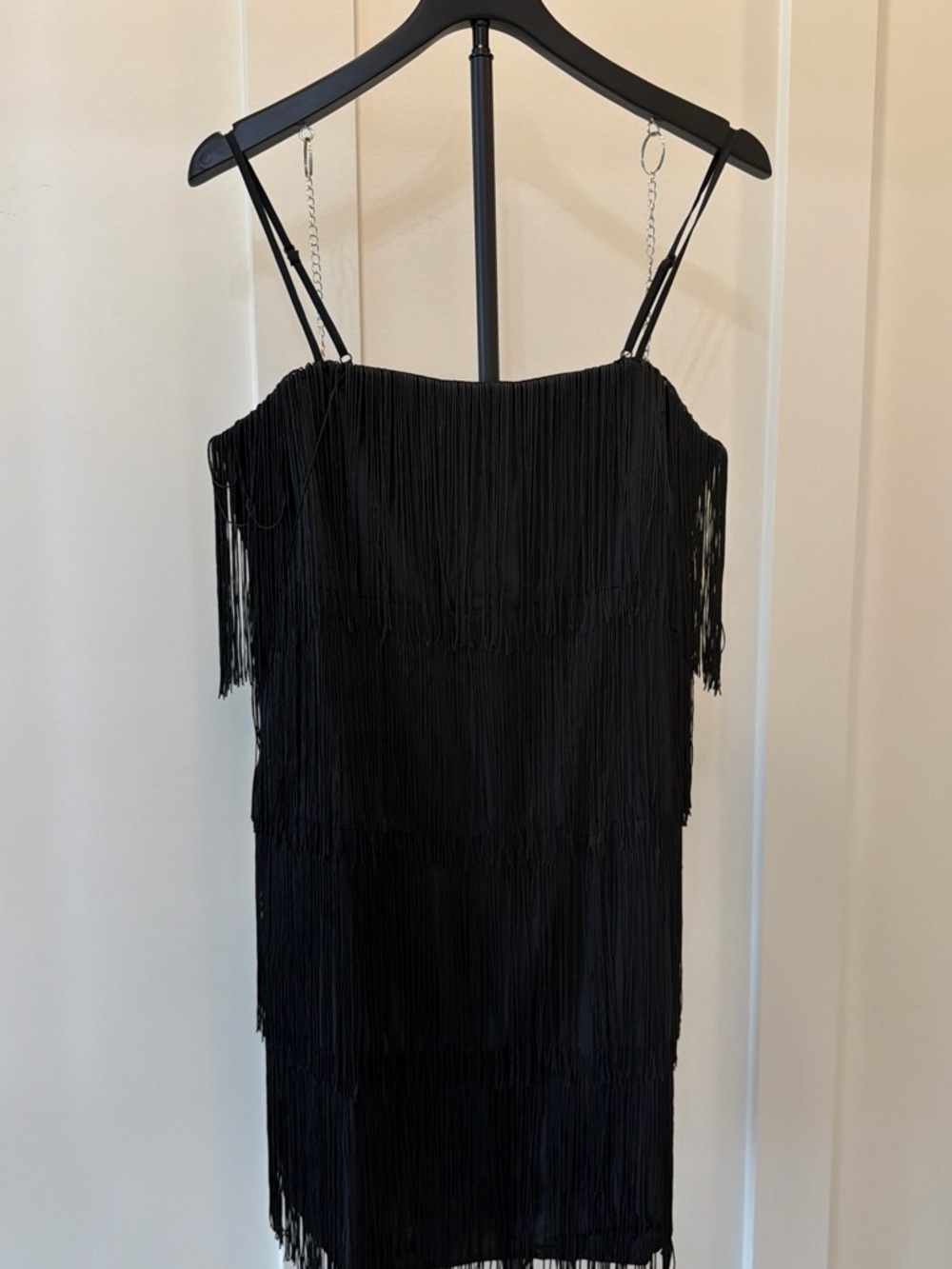 a new day Black Fringe Slip Dress